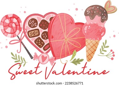 Cute valentinrosa Grafik und Text auf weißem Hintergrund.