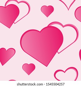 Cute Valentine Seamless Pattern Design. Pink Pattern Design with Various Love Shape for Decoration, Gift, Ornament or Carpet