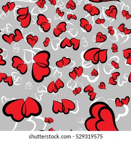 Cute valentine seamless pattern with hearts. Vector illustration