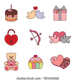 Cute Valentine Simple Drawing Vector Illustration Graphic Set