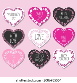 Cute Valentine Stickers With Love Design. Perfect for valentines day, birthday, save the date invitation.