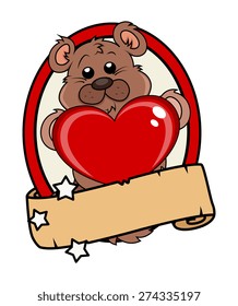 Cute Valentine Teddy Holding Heart