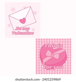 Cute Valentine Themed Art with simple color. Love Valentine Decoration vector design icon arts. Pink, Red, White, color