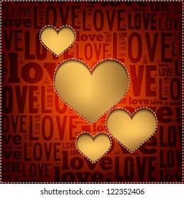 Cute Valentine or Wedding card with hearts