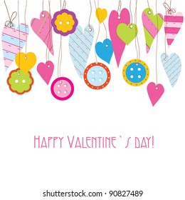 Cute valentine`s background with bottons and hearts