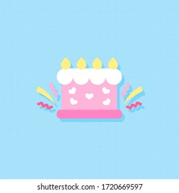 Cute valentines cake flat design element,Icon,Vector and Illustration.