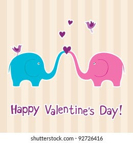 Cute valentine's card with elephants