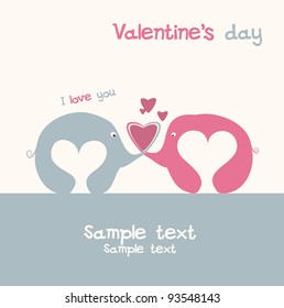 Cute valentine's card with elephants