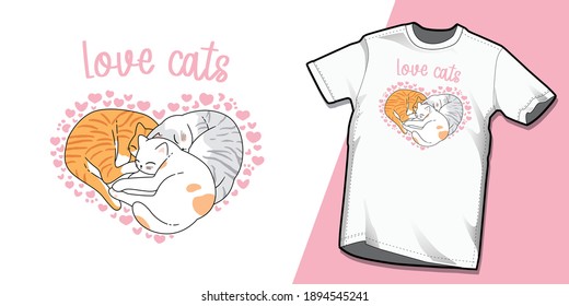 Cute valentines cats tshirt template designs