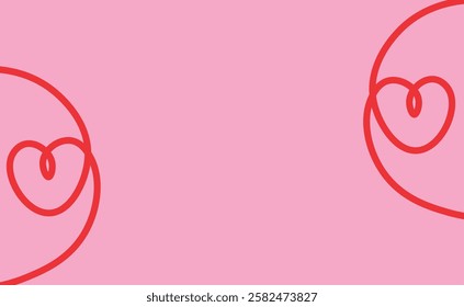 Cute Valentines Day abstract flat illustration. Hand drawn heart shapes, abstract background, valentines day concept for kids education, party, celebration, banner, frame