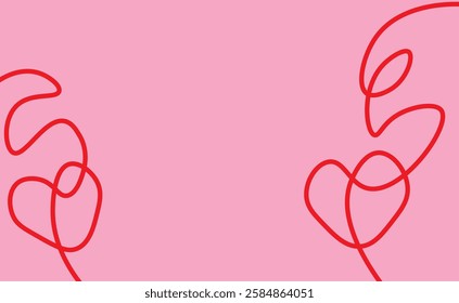 Cute Valentines Day abstract flat illustration. Hand drawn heart shapes, abstract background, valentines day concept for kids education, party, celebration, banner, frame