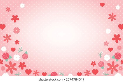A cute Valentine's Day background frame illustration with lots of flowers and hearts_Love, Valentine's Day, Mother's Day, etc.