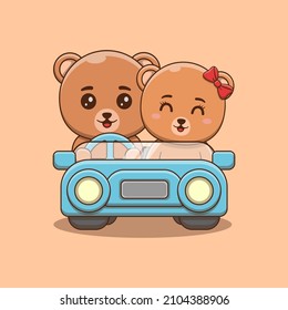 Cute Valentine's day bear couple on car