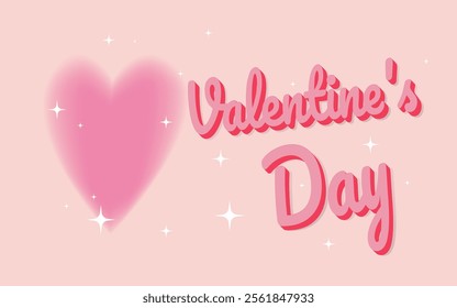 Cute Valentine's Day card design with a soft focus heart and sparkling elements. Use this for festive greetings and invitations