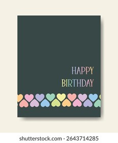 Cute Valentine's Day card. Card with pastel rainbow hearts. Romantic template with colorful love. Can be used for mother's day, birthday, valentine's day. Thank you card vector. 