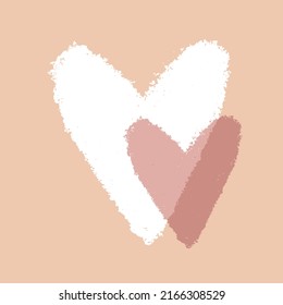 Cute Valentine's Day Card. Sweet Infantile Style Vector Art with Hand Drawn Hearts Isolated on a Caramel Background. Romantic Illustration ideal for Wall Art, Card, Poster.