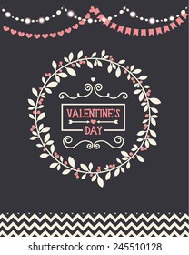 Cute Valentine's Day card. Typography. Vector illustration. 14 February greeting.