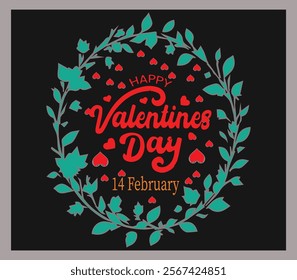 Cute Valentine's Day card. Typography. Vector illustration. 14 February greeting.
