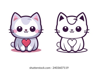 Cute Valentine's Day cat icon
Kawaii cat  graphics
Adorable cat Valentine's illustrations
Sweetheart kitten icon
Romantic kitty vector