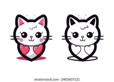 Cute Valentine's Day cat icon
Kawaii cat  graphics
Adorable cat Valentine's illustrations
Sweetheart kitten icon
Romantic kitty vector