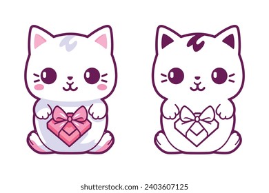 Cute Valentine's Day cat icon
Kawaii cat  graphics
Adorable cat Valentine's illustrations
Sweetheart kitten icon
Romantic kitty vector