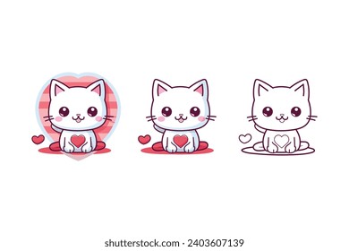 Cute Valentine's Day cat icon
Kawaii cat  graphics
Adorable cat Valentine's illustrations
Sweetheart kitten icon
Romantic kitty vector