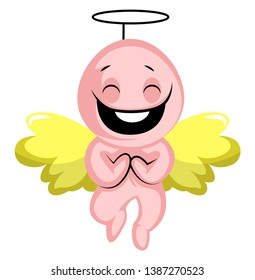 Cute Valentines day Cupid angel illustration vector on white background
