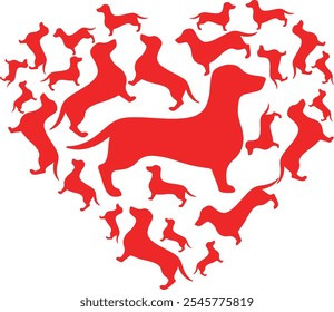 Cute Valentines Day Dachshund Dog Hearts Puppy Lover Eps, Digital Download