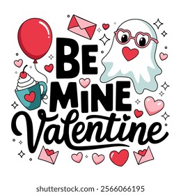 Cute Valentine's Day design with "Be Mine Valentine" message.