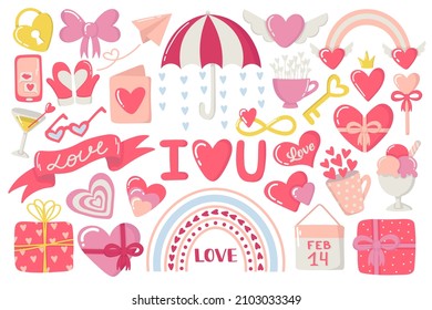 Cute valentine's doodles set