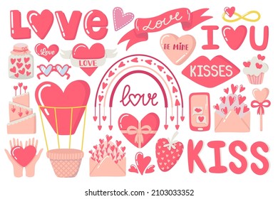 Cute valentine's day doodles set