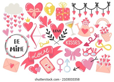 Cute valentine's day doodles set