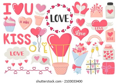 Cute valentine's day doodles set