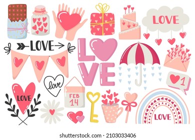 Cute valentine's day doodles set