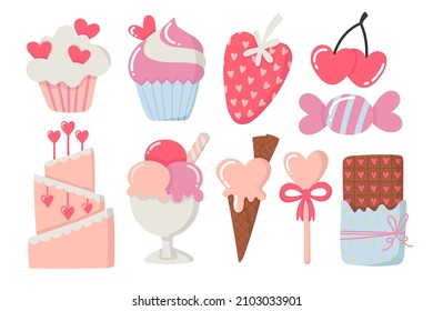 Cute valentine's doodles set