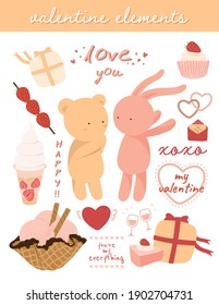 Cute valentine's day elements set Vector