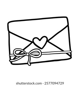 Cute Valentine's Day envelope outline illustration is a simple and charming design, perfect for decorating and filling with feelings of love and longing.