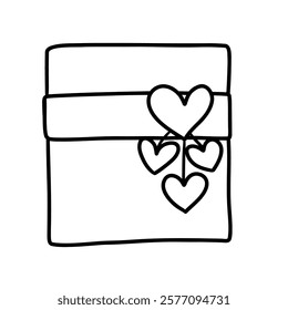 Cute Valentine's Day envelope outline illustration is a simple and charming design, perfect for decorating and filling with feelings of love and longing.