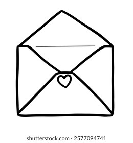 Cute Valentine's Day envelope outline illustration is a simple and charming design, perfect for decorating and filling with feelings of love and longing.