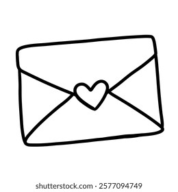 Cute Valentine's Day envelope outline illustration is a simple and charming design, perfect for decorating and filling with feelings of love and longing.