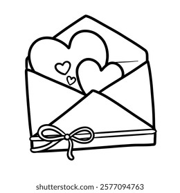 Cute Valentine's Day envelope outline illustration is a simple and charming design, perfect for decorating and filling with feelings of love and longing.