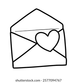 Cute Valentine's Day envelope outline illustration is a simple and charming design, perfect for decorating and filling with feelings of love and longing.