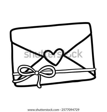 Cute Valentine's Day envelope outline illustration is a simple and charming design, perfect for decorating and filling with feelings of love and longing.