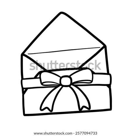 Cute Valentine's Day envelope outline illustration is a simple and charming design, perfect for decorating and filling with feelings of love and longing.