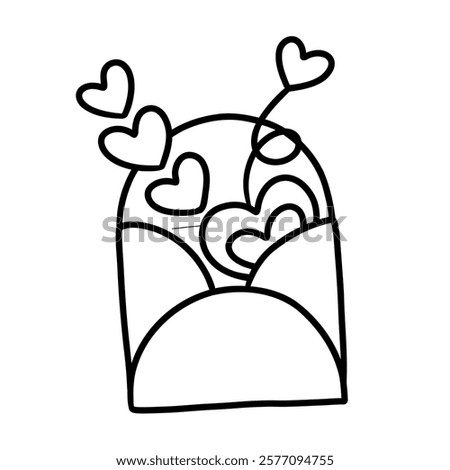 Cute Valentine's Day envelope outline illustration is a simple and charming design, perfect for decorating and filling with feelings of love and longing.