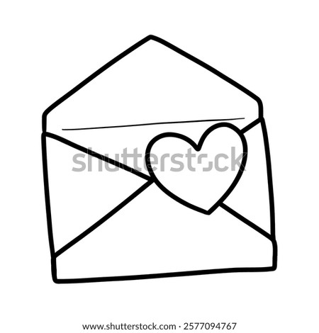 Cute Valentine's Day envelope outline illustration is a simple and charming design, perfect for decorating and filling with feelings of love and longing.