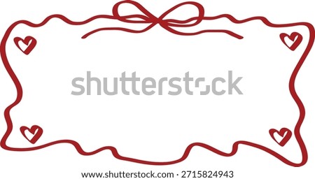 Cute Valentine's Day Frame with Ribbon and Hearts	