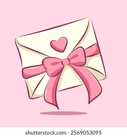 cute valentine's Day Gift Icons envelope  with tape ribbbon for vector design logo 