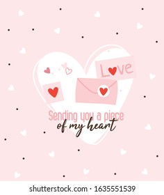Cute Valentine's day greeting card design. Trendy vector illustration.