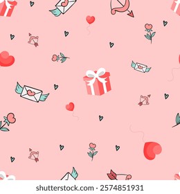 Cute valentines Day heart pattern with gift boxes